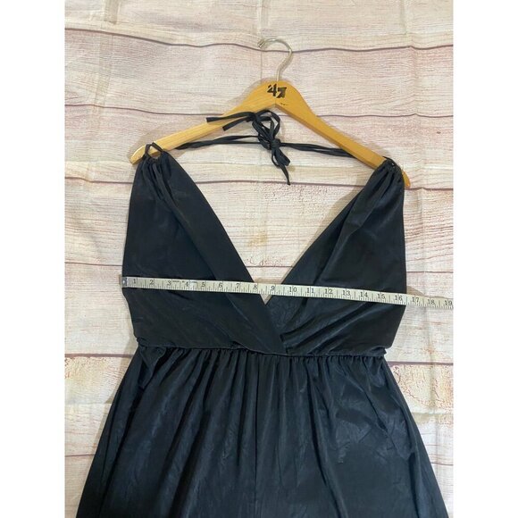 Sabora Women's Black Sheer High Slit Halter Jumpsuit - Large - Picture 10 of 14